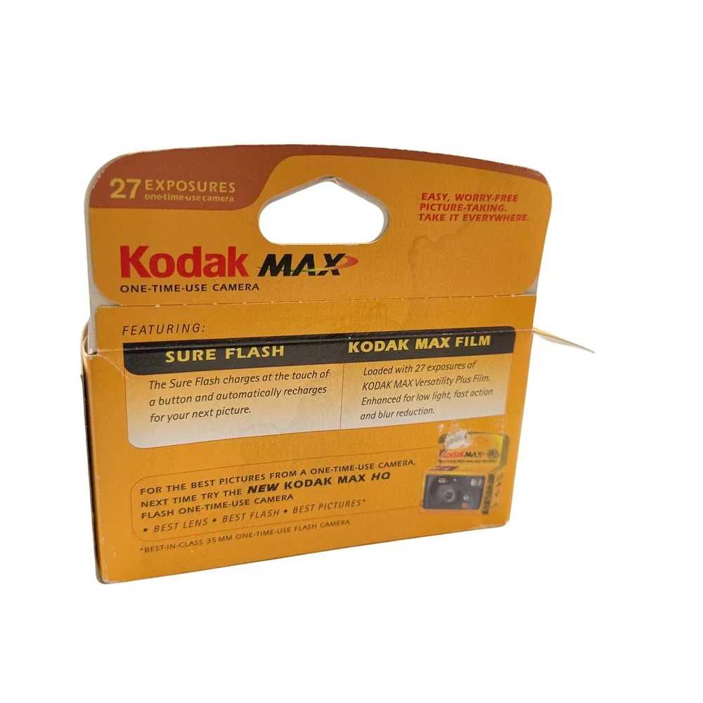 Vintage Kodak MAX Single‎ Use Flash Camera 27 Exp Yellow Expired 2003 As-Is